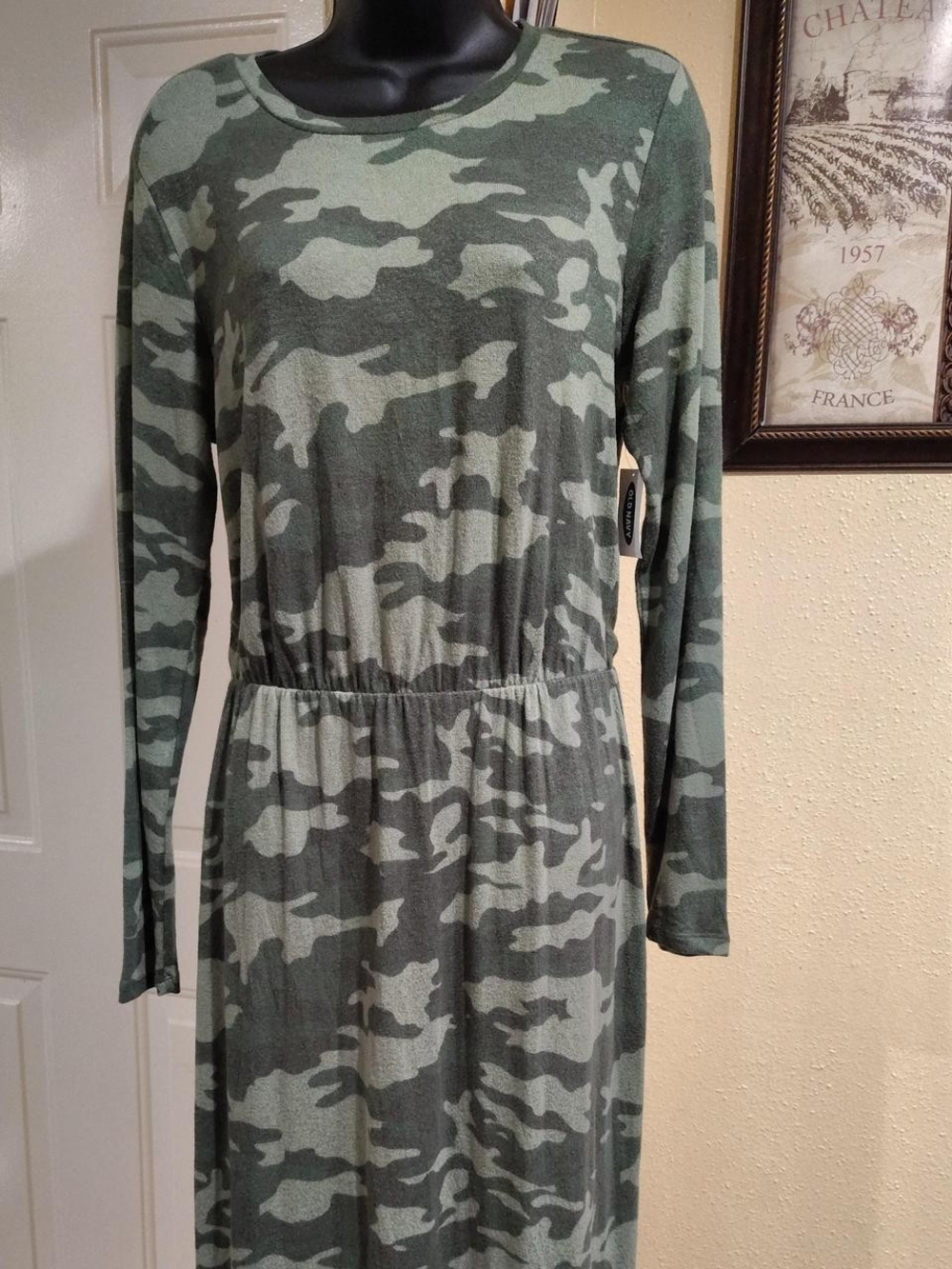 Old Navy Olive Green Camo Long Sleeve Dress